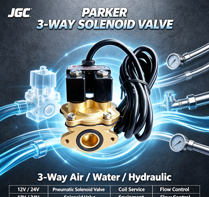 Valvola a solenoide pneumatica Parker a 3 vie 12v 24v per aria, acqua, idraulica, bobina, attrezzatura di servizio