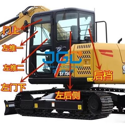SY75C Parabrezza anteriore Escavatore Finestra push-pull Vetro temperato superiore e inferiore sinistro e destro