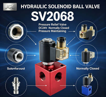 SV2068 Valvola a sfera solenoide idraulica Valvola di scarico della pressione Cartuccia filettata Valvola di mantenimento della pressione normalmente chiusa DC24V