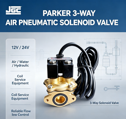 Valvola a solenoide pneumatica Parker a 3 vie 12v 24v per aria, acqua, idraulica, bobina, attrezzatura di servizio